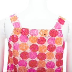 MARNI 2012 pink orange dot print lace deep V neck tank top IT40 S