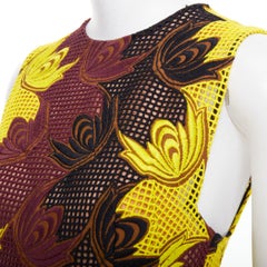 MARNI 2012 Runway yellow brown acrylic silk mesh cocktail dress IT40 S