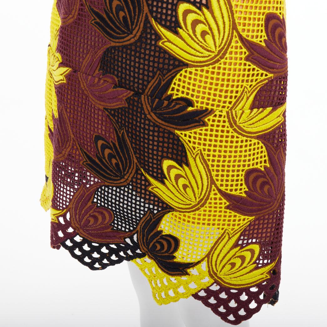 MARNI 2012 Runway jaune marron acrylique robe de cocktail en maille de soie IT40 S. en vente 2