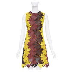 MARNI 2012 Runway yellow brown acrylic silk mesh cocktail dress IT40 S