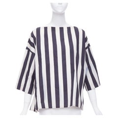 MARNI 2013 black white cotton vertical stripes bateau top IT36 XXS