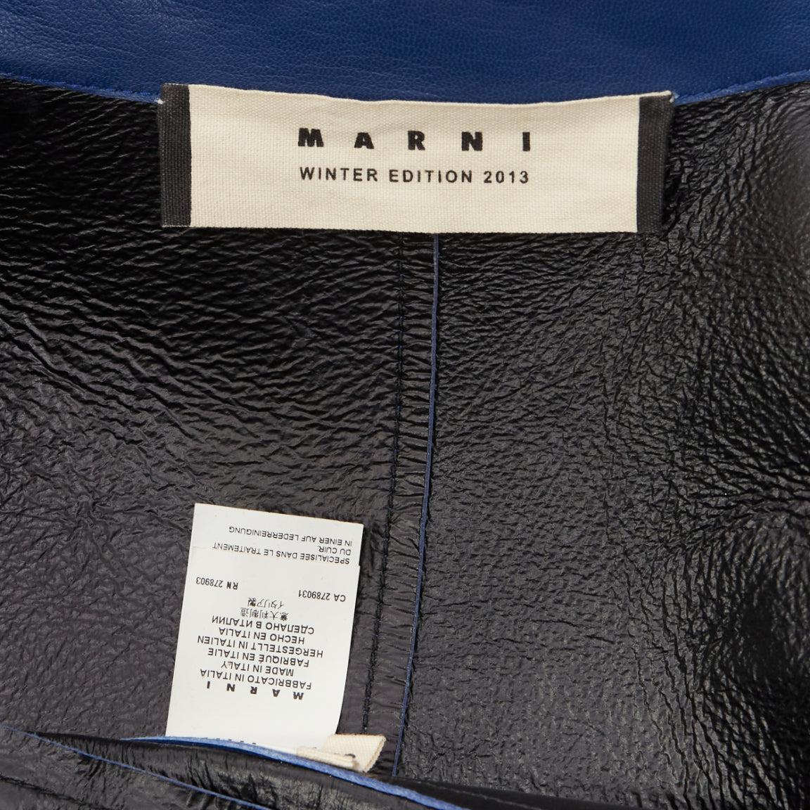 MARNI 2013 blue lambskin leather shoulder darts pocketed cropped jacket IT36 XXS 4