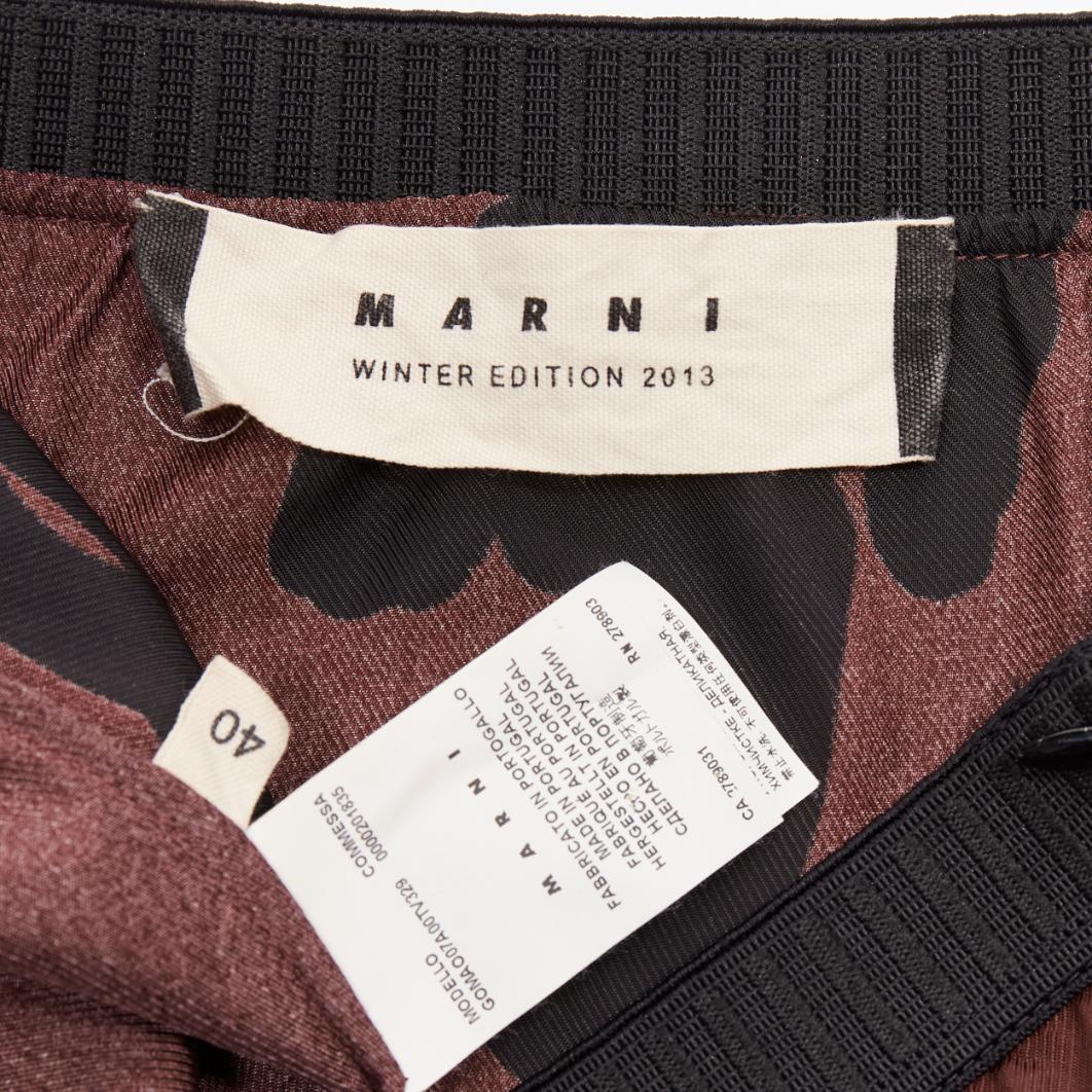 MARNI 2013 brown pink big floral print elastic waistband knee skirt IT40 S For Sale 4