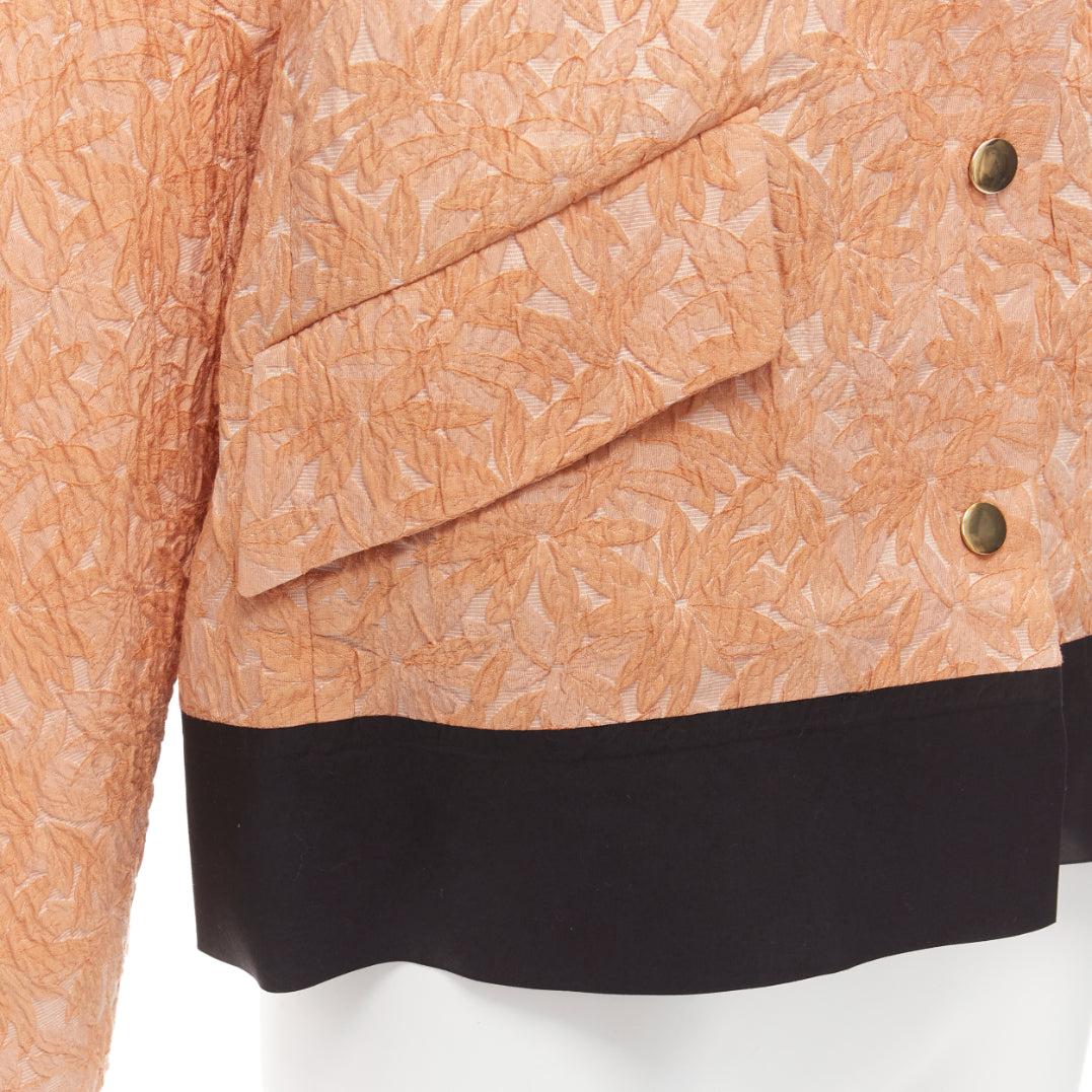 MARNI 2013 orange cotton silk blend floral cloque contrast hem jacket IT36 XS 6