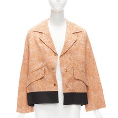 MARNI 2013 orange cotton silk blend floral cloque contrast hem jacket IT36 XS