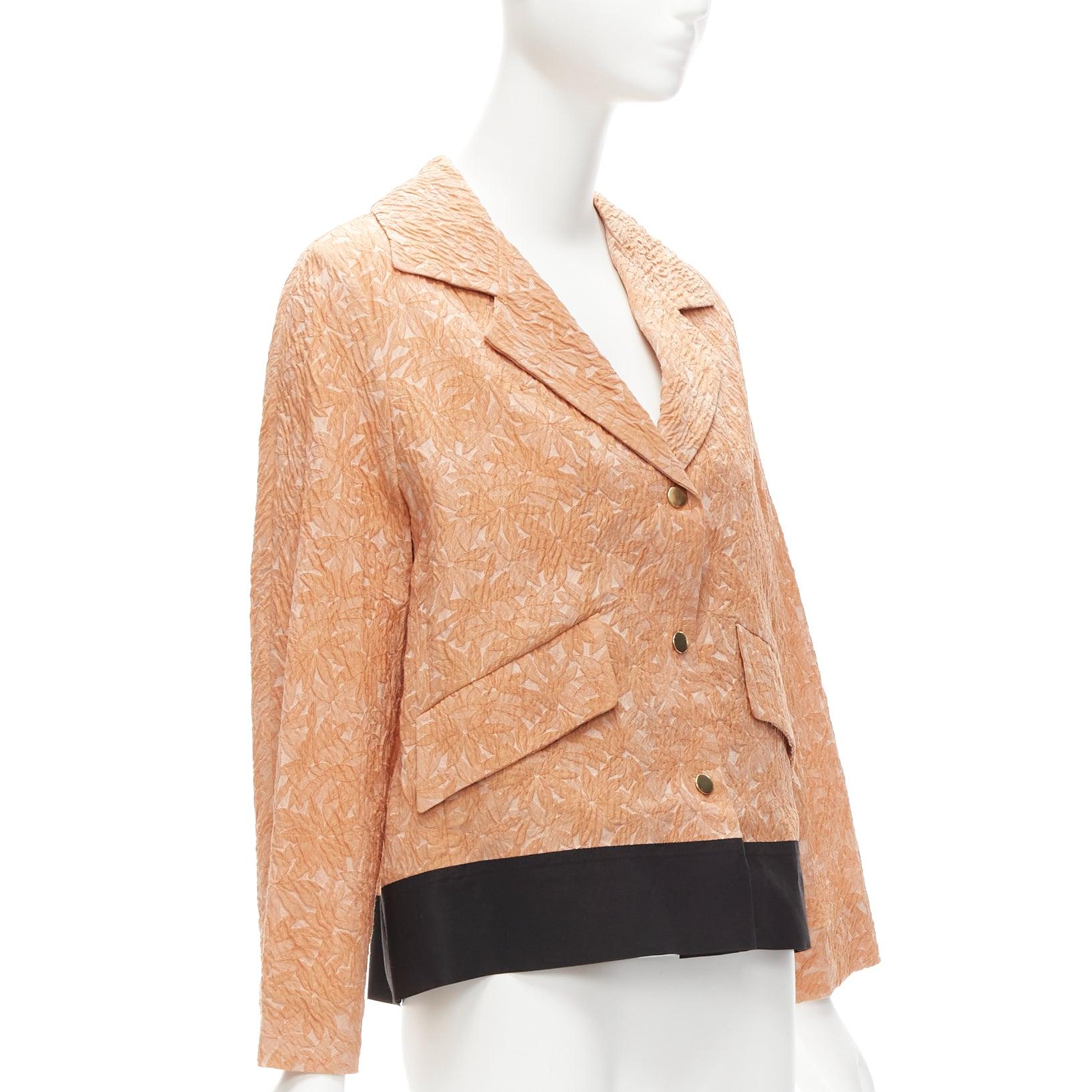 MARNI 2013 orange cotton silk blend floral cloque contrast hem jacket IT36 XS In Good Condition In Hong Kong, NT