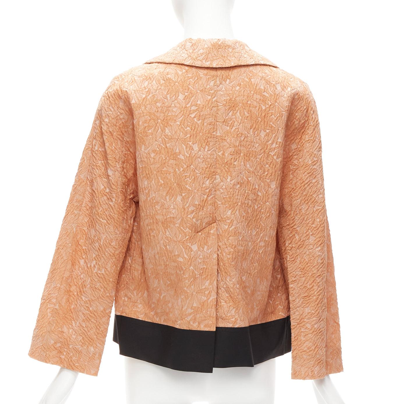 MARNI 2013 orange cotton silk blend floral cloque contrast hem jacket IT36 XS 1