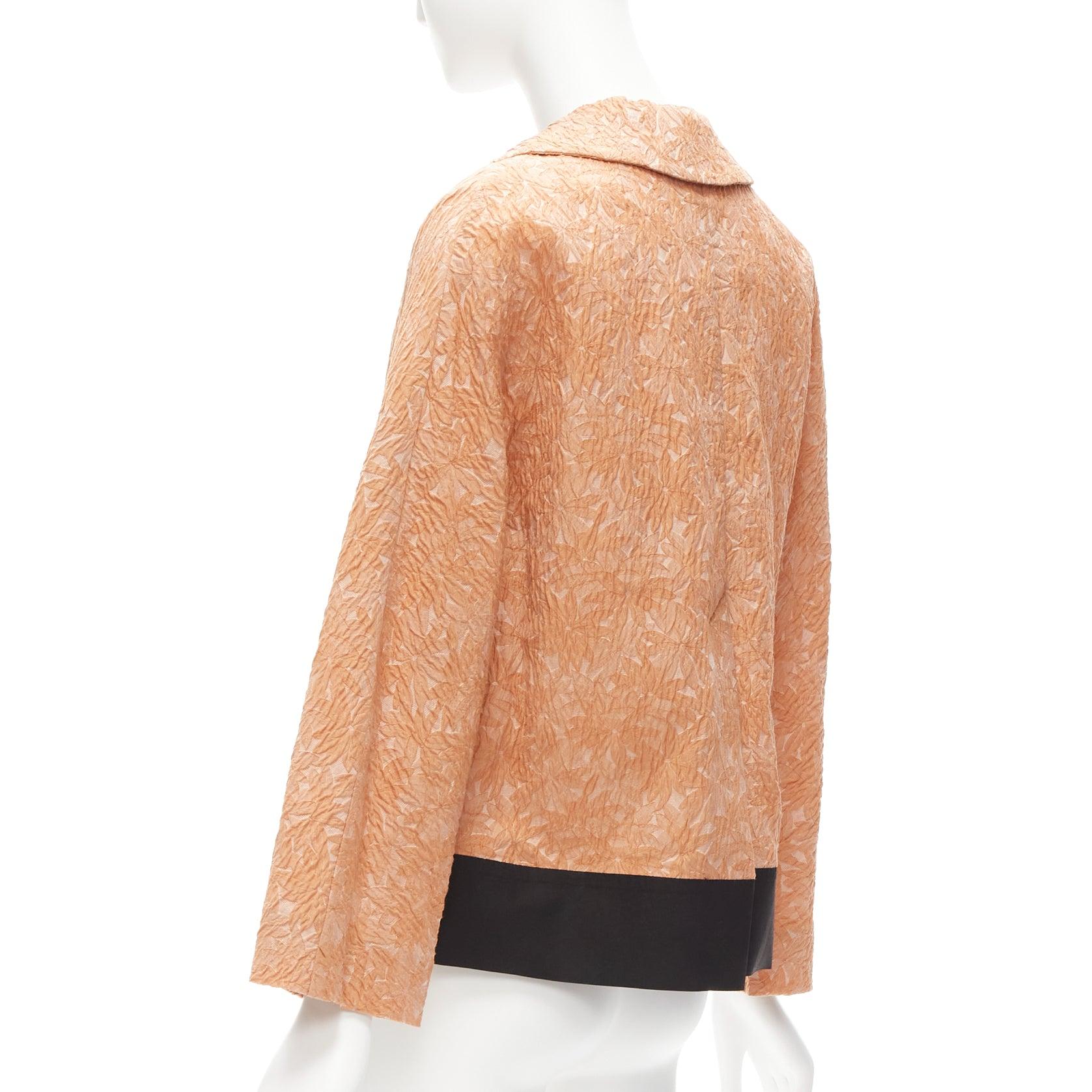 MARNI 2013 orange cotton silk blend floral cloque contrast hem jacket IT36 XS 2