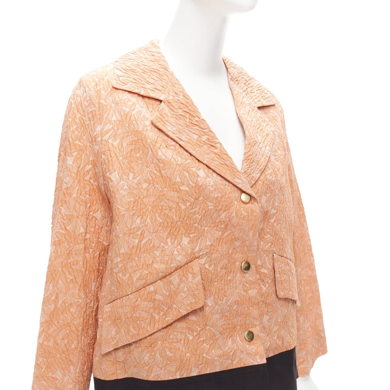 MARNI 2013 orange cotton silk blend floral cloque contrast hem jacket IT36 XS 3