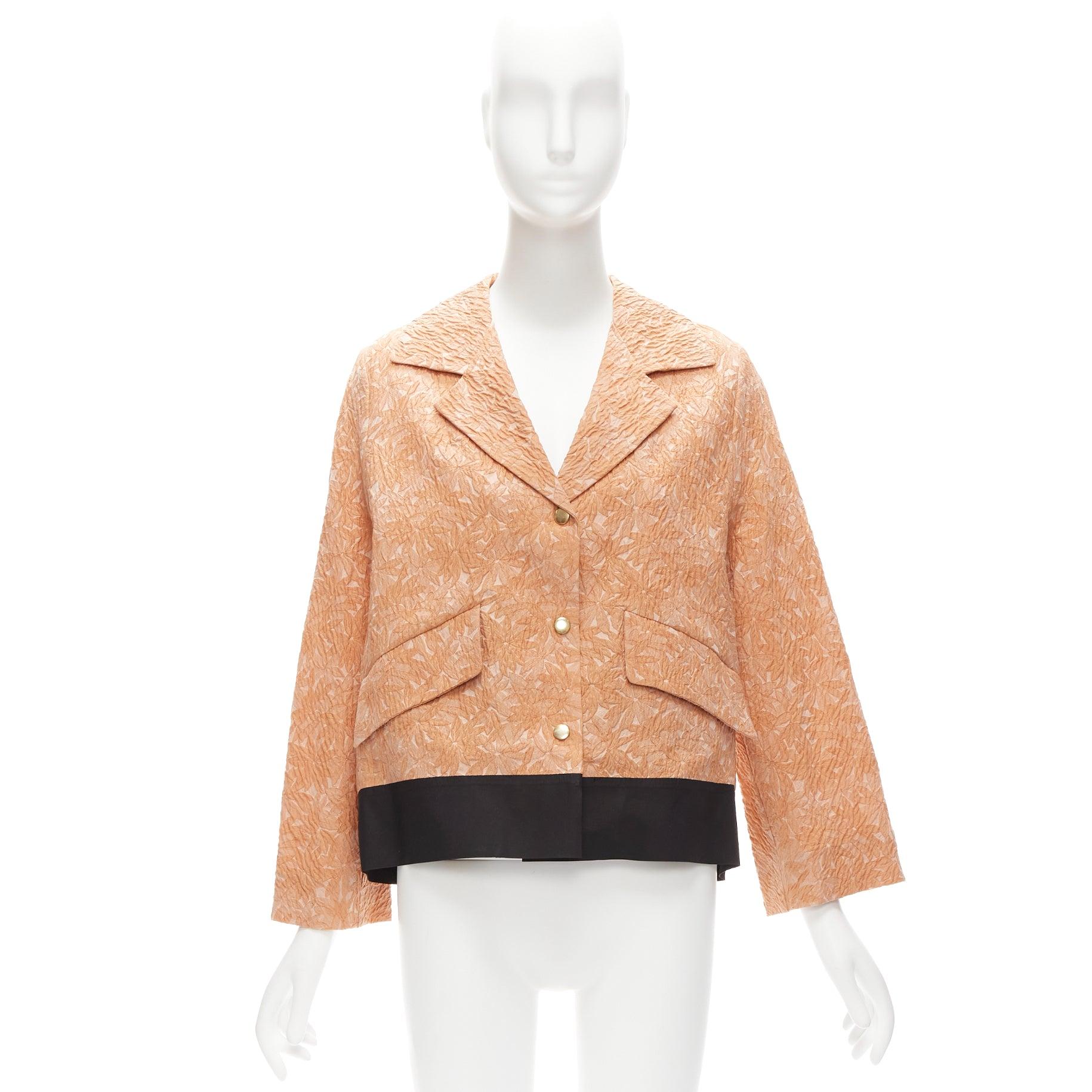 MARNI 2013 orange cotton silk blend floral cloque contrast hem jacket IT36 XS 4