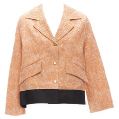 MARNI 2013 orange cotton silk blend floral cloque contrast hem jacket IT36 XS