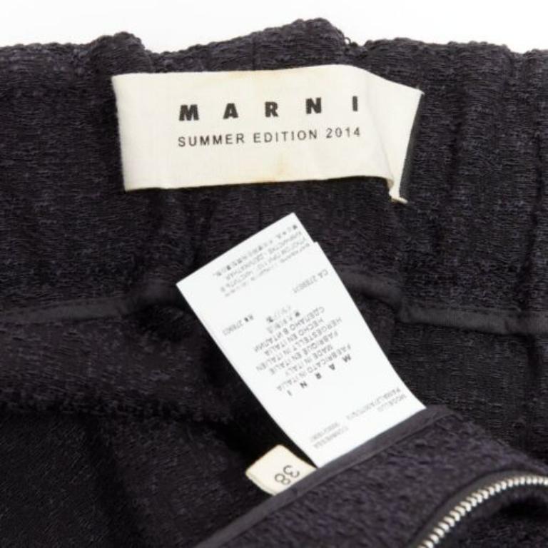 MARNI 2014 noir coton mélangé jacquard pantalon fuselé à fermeture éclair IT38 XS en vente 3