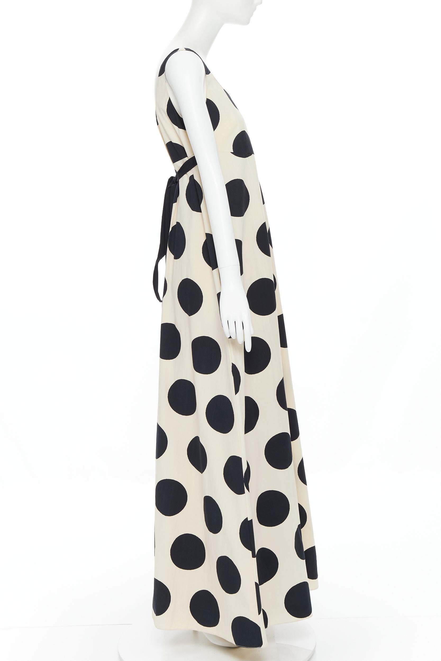 MARNI 2014 cream black oversize polka dot tie back casual maxi summer dress FR40 In Good Condition In Hong Kong, NT
