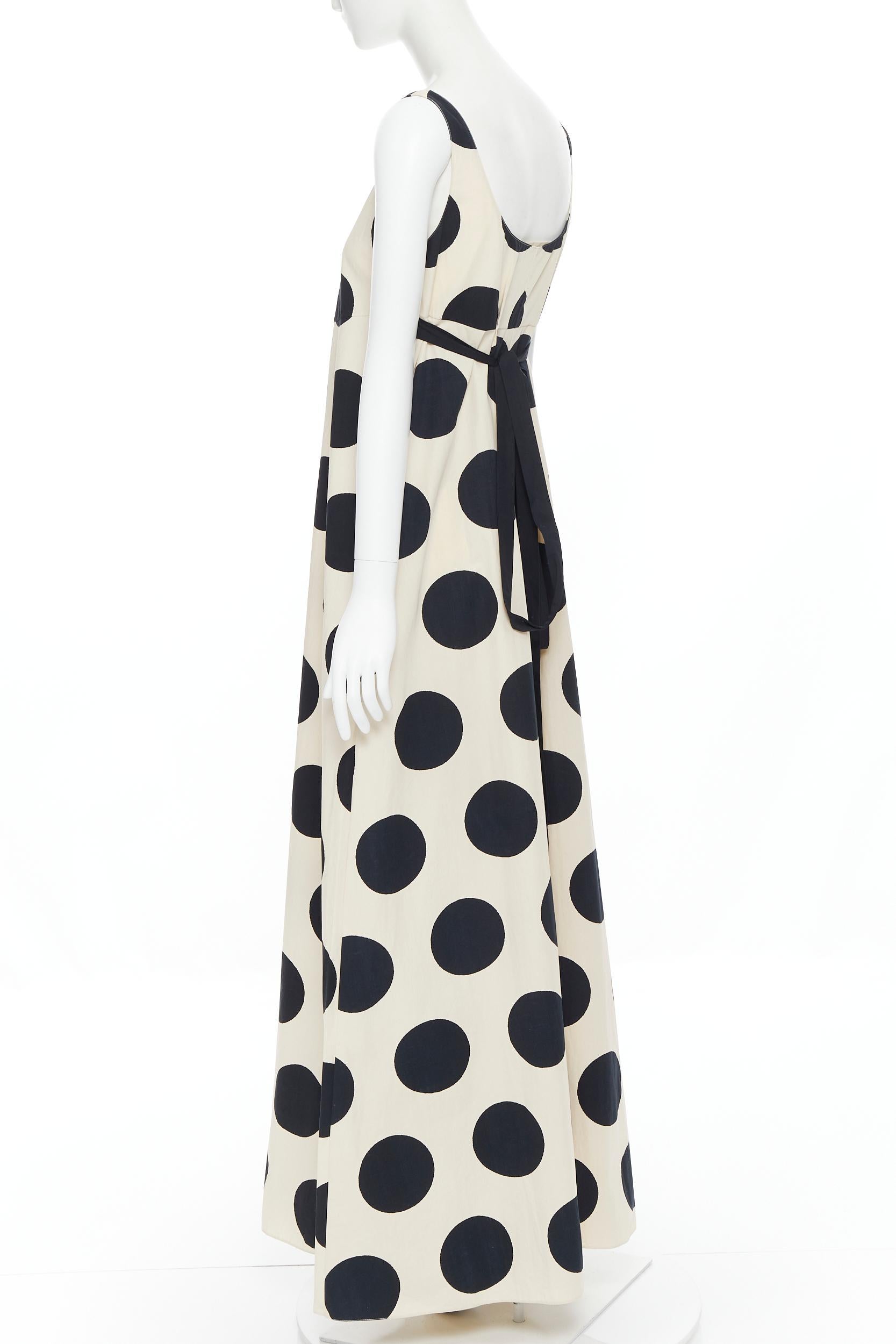 MARNI 2014 cream black oversize polka dot tie back casual maxi summer dress FR40 1