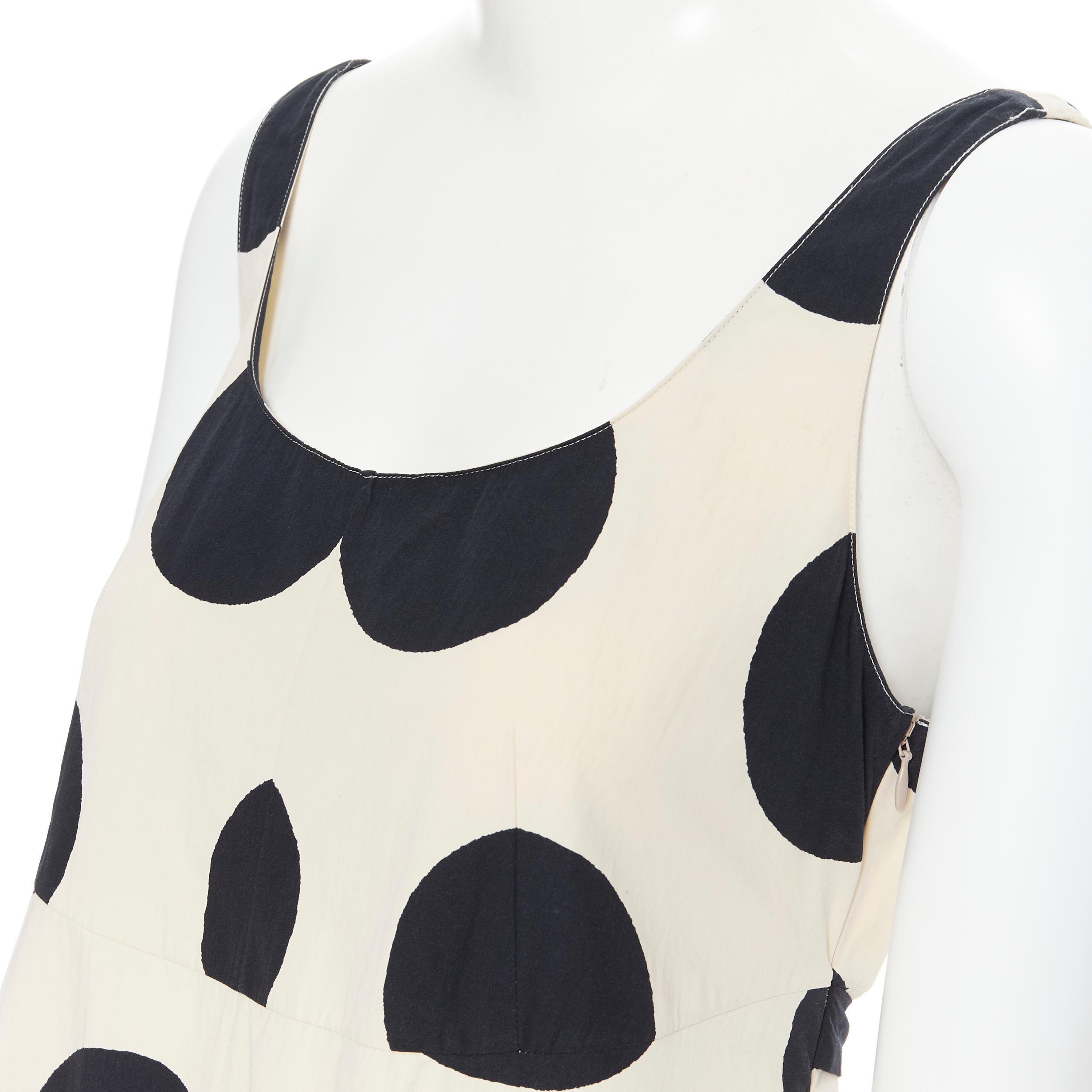 Women's MARNI 2014 cream black oversize polka dot tie back casual maxi summer dress FR40