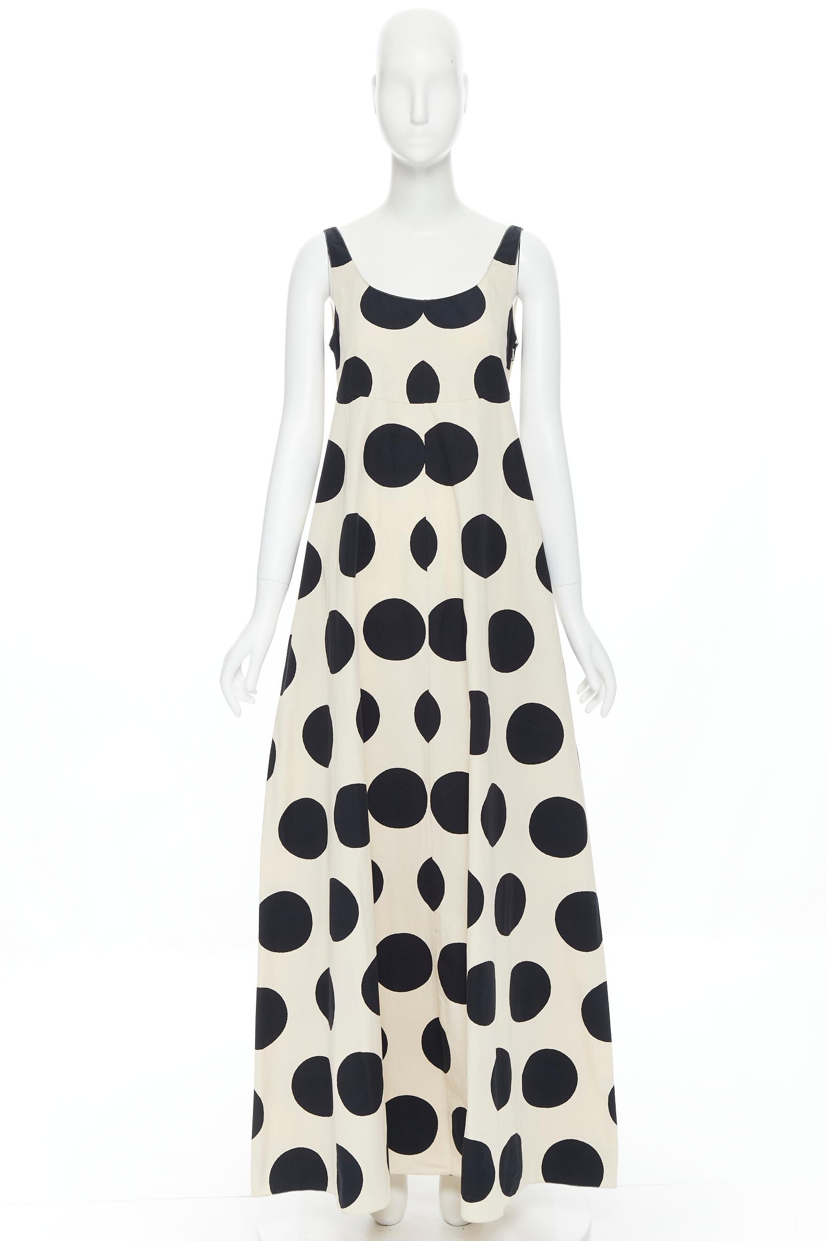 MARNI 2014 cream black oversize polka dot tie back casual maxi summer dress FR40 2