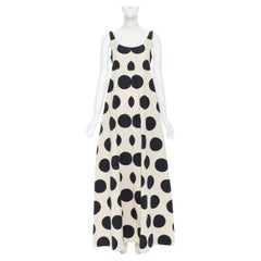 MARNI 2014 cream black oversize polka dot tie back casual maxi summer dress FR40