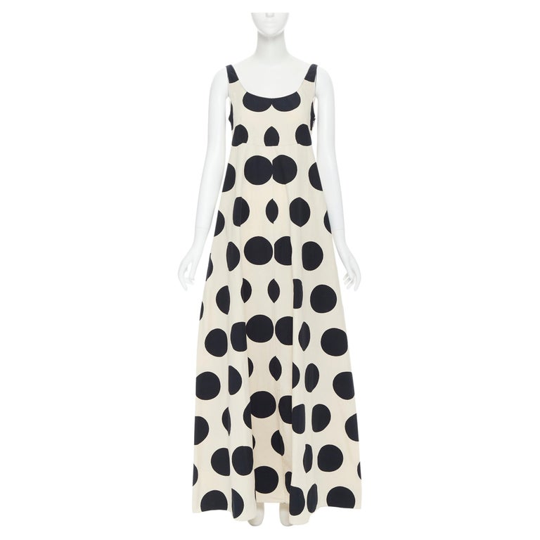 MARNI 2014 cream black oversize polka dot tie back casual maxi summer dress  FR40 at 1stDibs