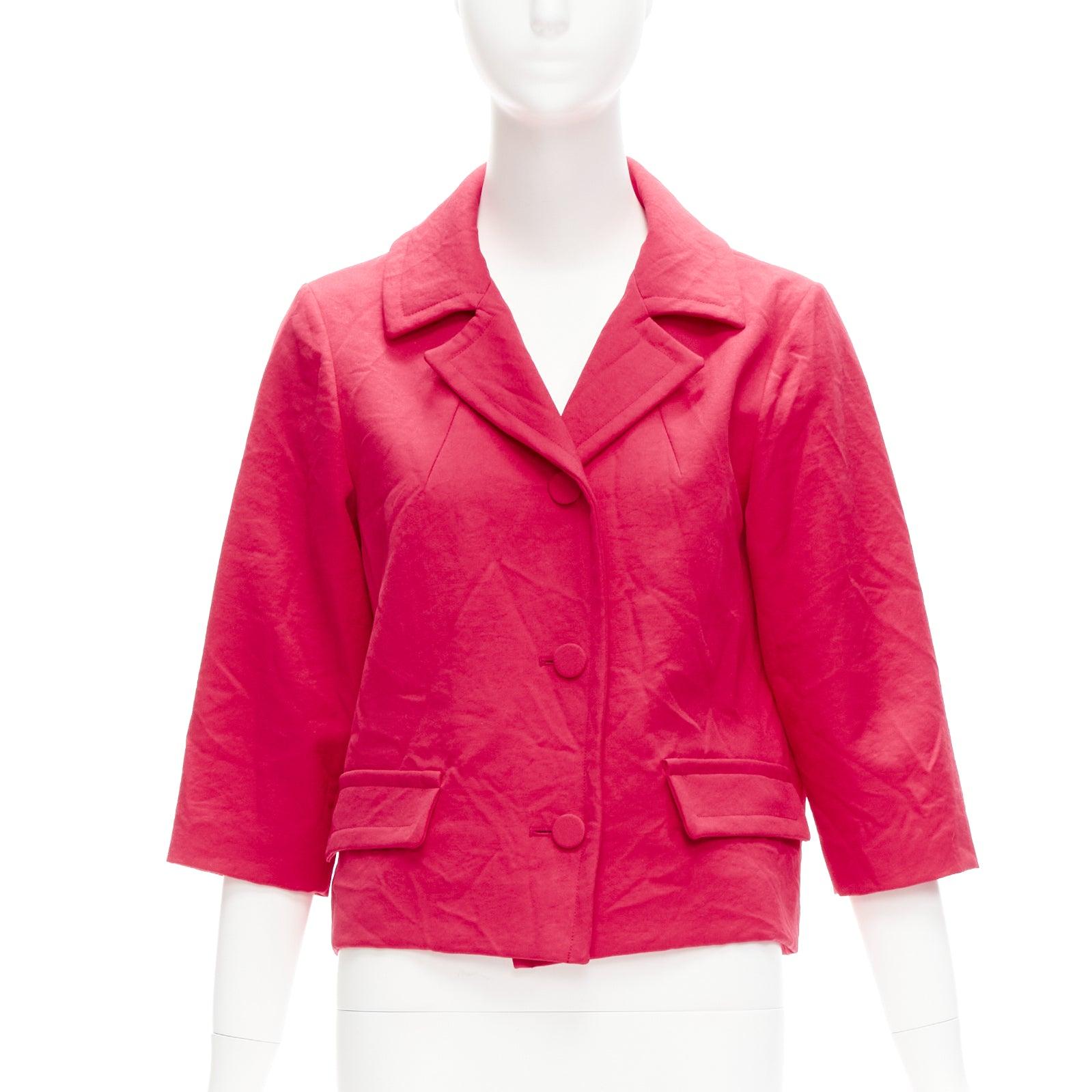 MARNI 2014 red creased crinkle wrapped buttons cropped boxy jacket IT38 XS In Excellent Condition For Sale In Hong Kong, NT