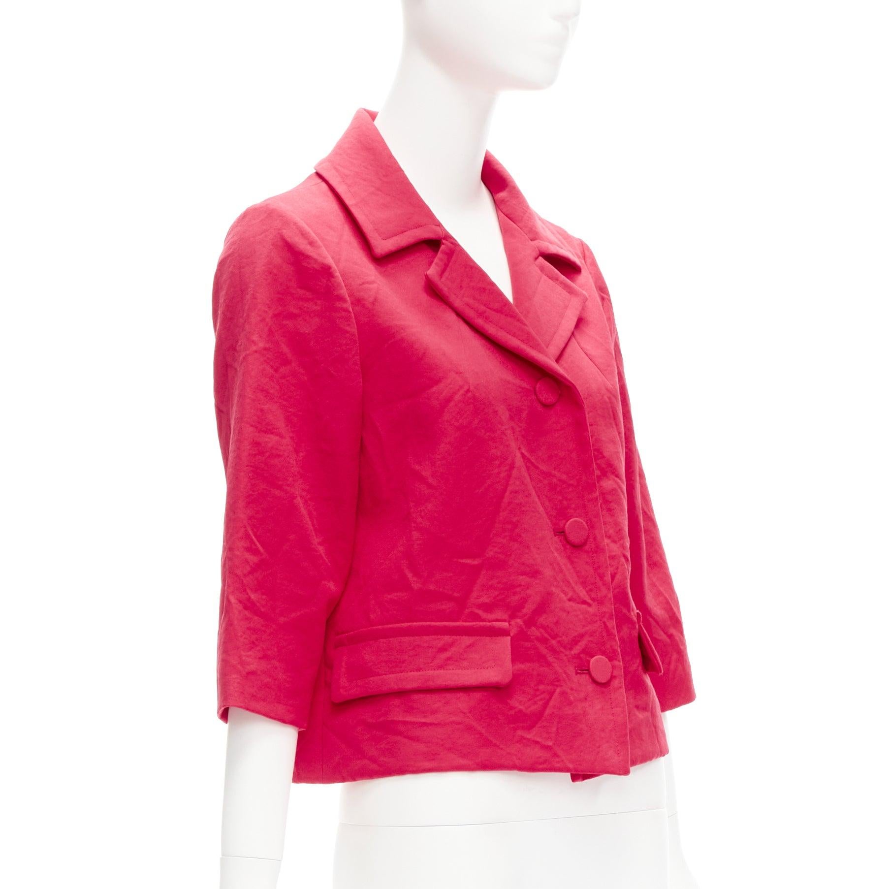 Women's MARNI 2014 red creased crinkle wrapped buttons cropped boxy jacket IT38 XS For Sale