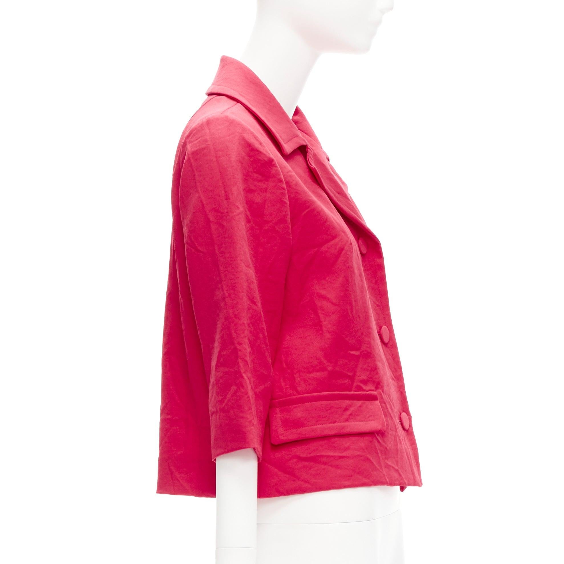 MARNI 2014 red creased crinkle wrapped buttons cropped boxy jacket IT38 XS For Sale 1