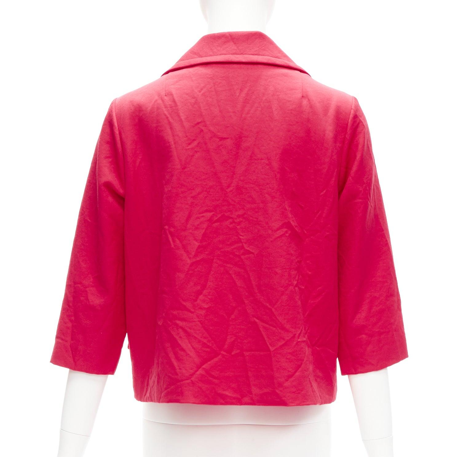 MARNI 2014 red creased crinkle wrapped buttons cropped boxy jacket IT38 XS For Sale 2