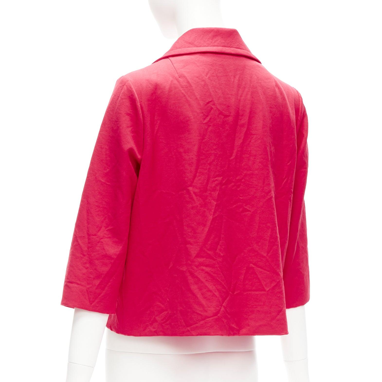 MARNI 2014 red creased crinkle wrapped buttons cropped boxy jacket IT38 XS For Sale 3