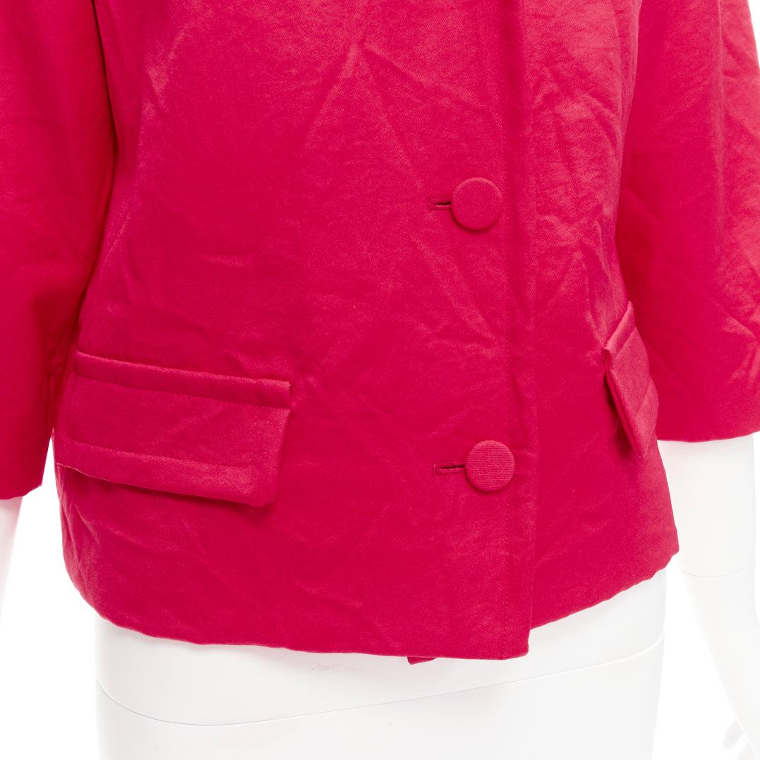 MARNI 2014 red creased crinkle wrapped buttons cropped boxy jacket IT38 XS For Sale 4