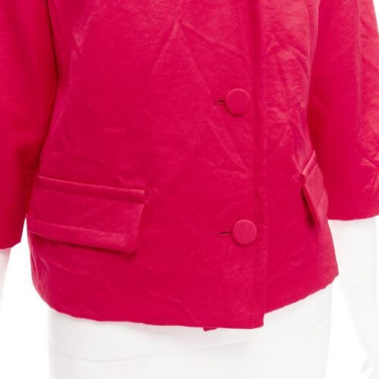 MARNI 2014 - Veste boxy froncée rouge à boutons froissés et froissés IT38 XS en vente 3