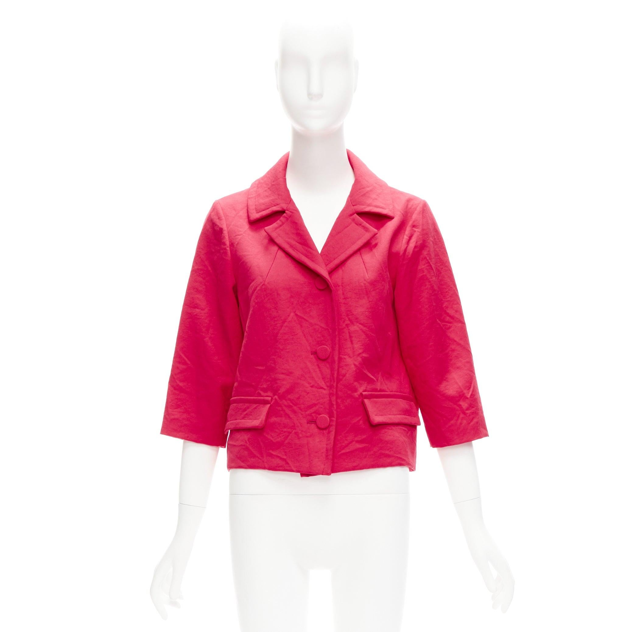 MARNI 2014 red creased crinkle wrapped buttons cropped boxy jacket IT38 XS For Sale 5