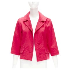 MARNI 2014 red creased crinkle wrapped buttons cropped boxy jacket IT38 XS