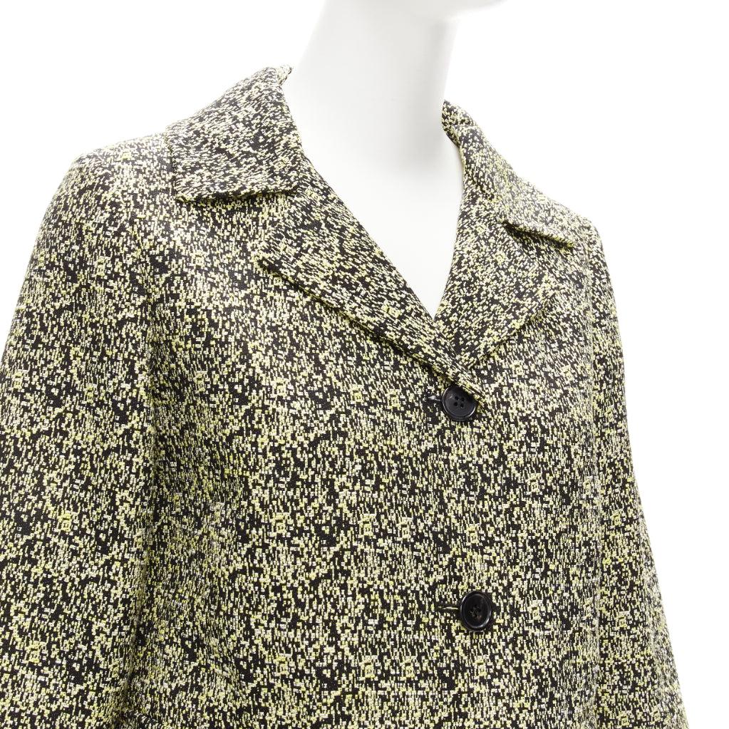 MARNI 2014 yellow speckle jacquard cotton blend cropped jacket IT38 XS
Reference: CELG/A00240
Brand: Marni
Collection: SS 2014 - Runway
Material: Cotton, Blend
Color: Yellow, Black
Pattern: Abstract
Closure: Button
Made in: