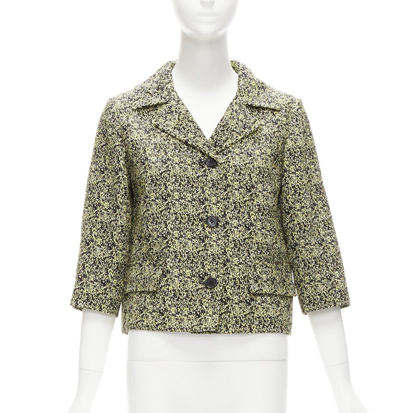 MARNI 2014 yellow speckle jacquard cotton blend cropped jacket IT38 XS In Excellent Condition In Hong Kong, NT