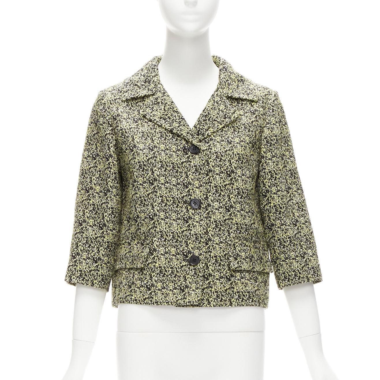 Yellow MARNI 2014 yellow speckle jacquard cotton blend cropped jacket IT38 XS For Sale