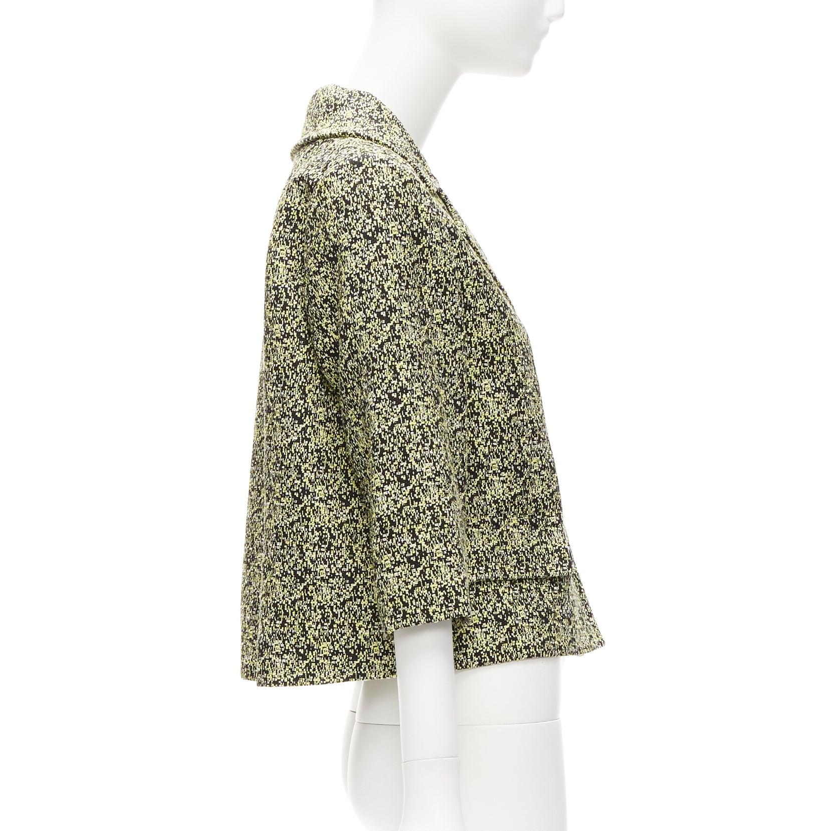 Women's MARNI 2014 yellow speckle jacquard cotton blend cropped jacket IT38 XS For Sale