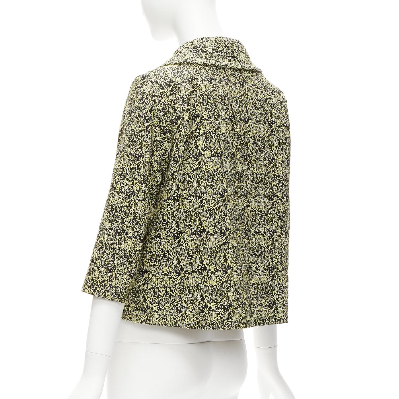 MARNI 2014 yellow speckle jacquard cotton blend cropped jacket IT38 XS For Sale 2