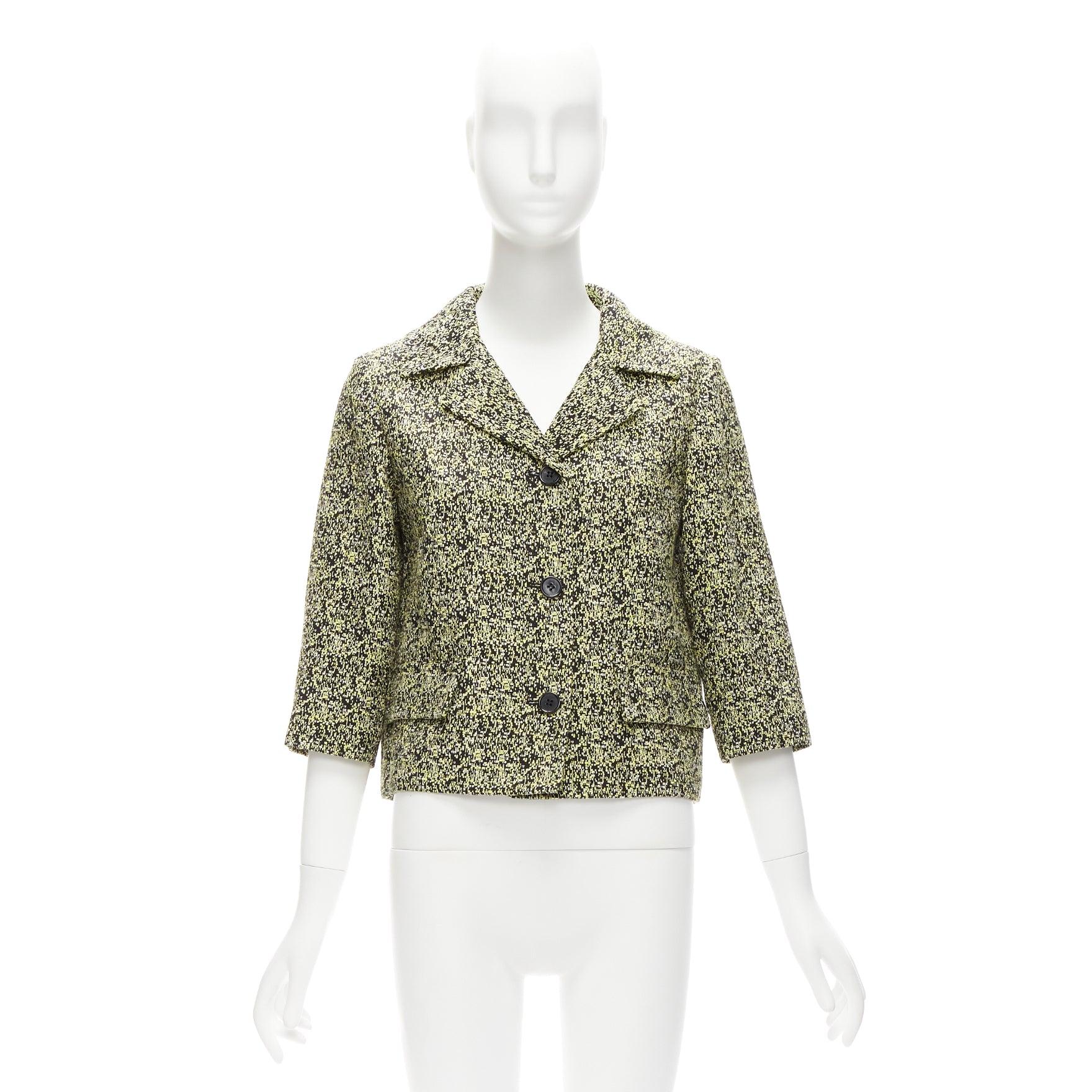MARNI 2014 yellow speckle jacquard cotton blend cropped jacket IT38 XS For Sale 4