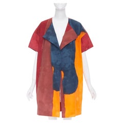 MARNI 2018 painterly abstract colorblock cotton poplin over coat  IT42 M
