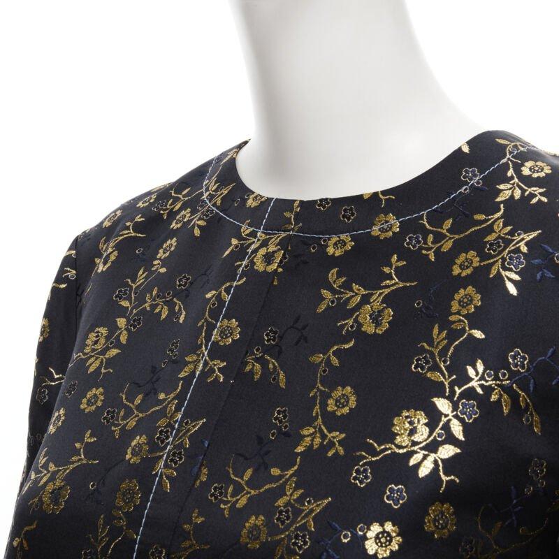 MARNI 2019 black gold blue floral jacquard cuffed sleeve trapeze dress IT40 S
Reference: CELG/A00177
Brand: Marni
Collection: 2019
Material: Viscose
Color: Black, Gold
Pattern: Floral
Closure: Zip
Extra Details: Floral jacquard. Light blue