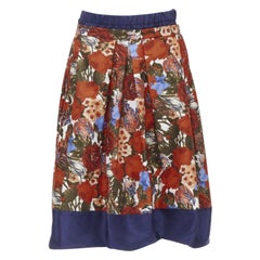 MARNI 2019 gonna svasata in cotone con stampa floreale in seta rosso rosa IT40 S