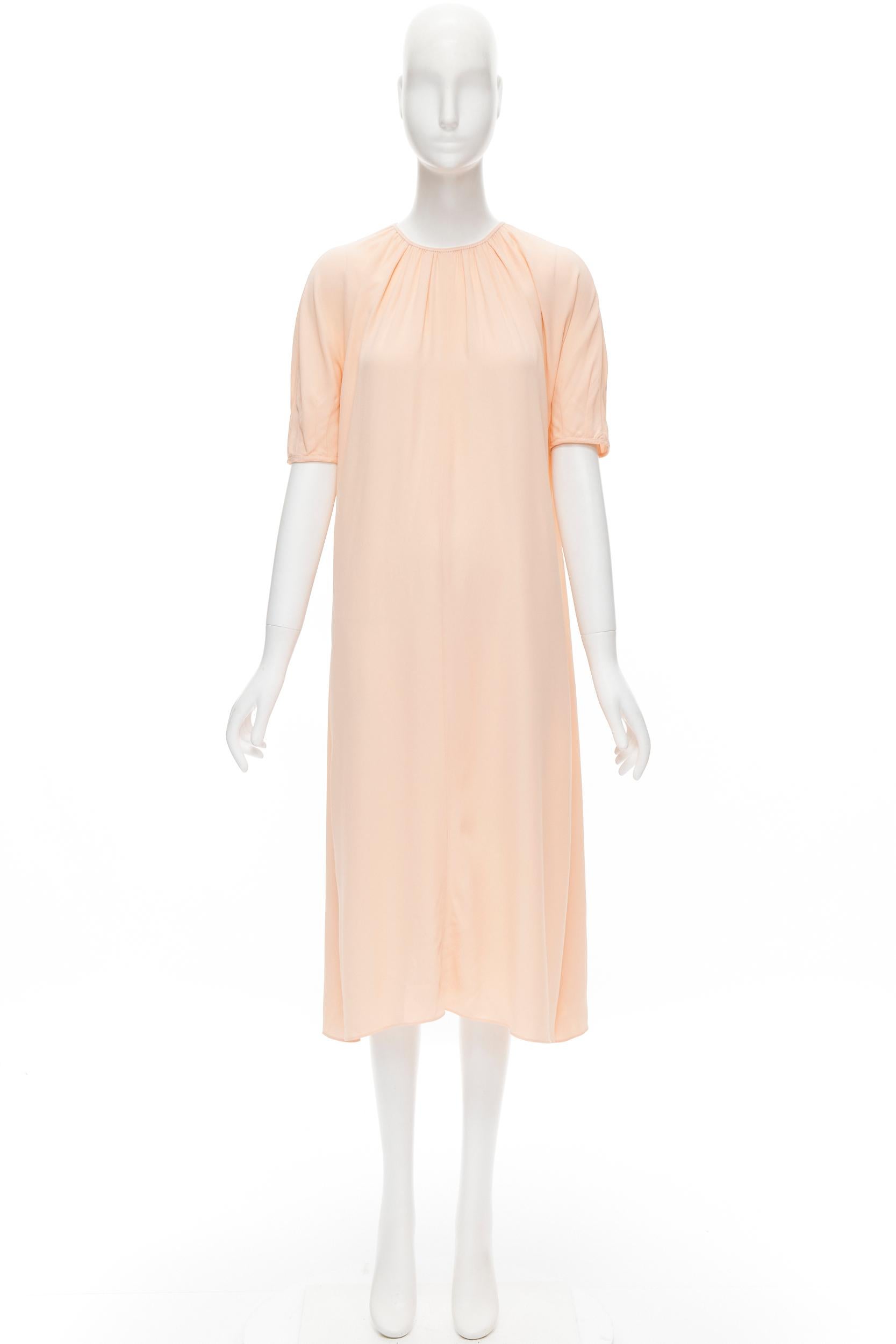 MARNI 2019 peach pleated collar round sleeve short sleeve midi dress IT36 XS For Sale 5