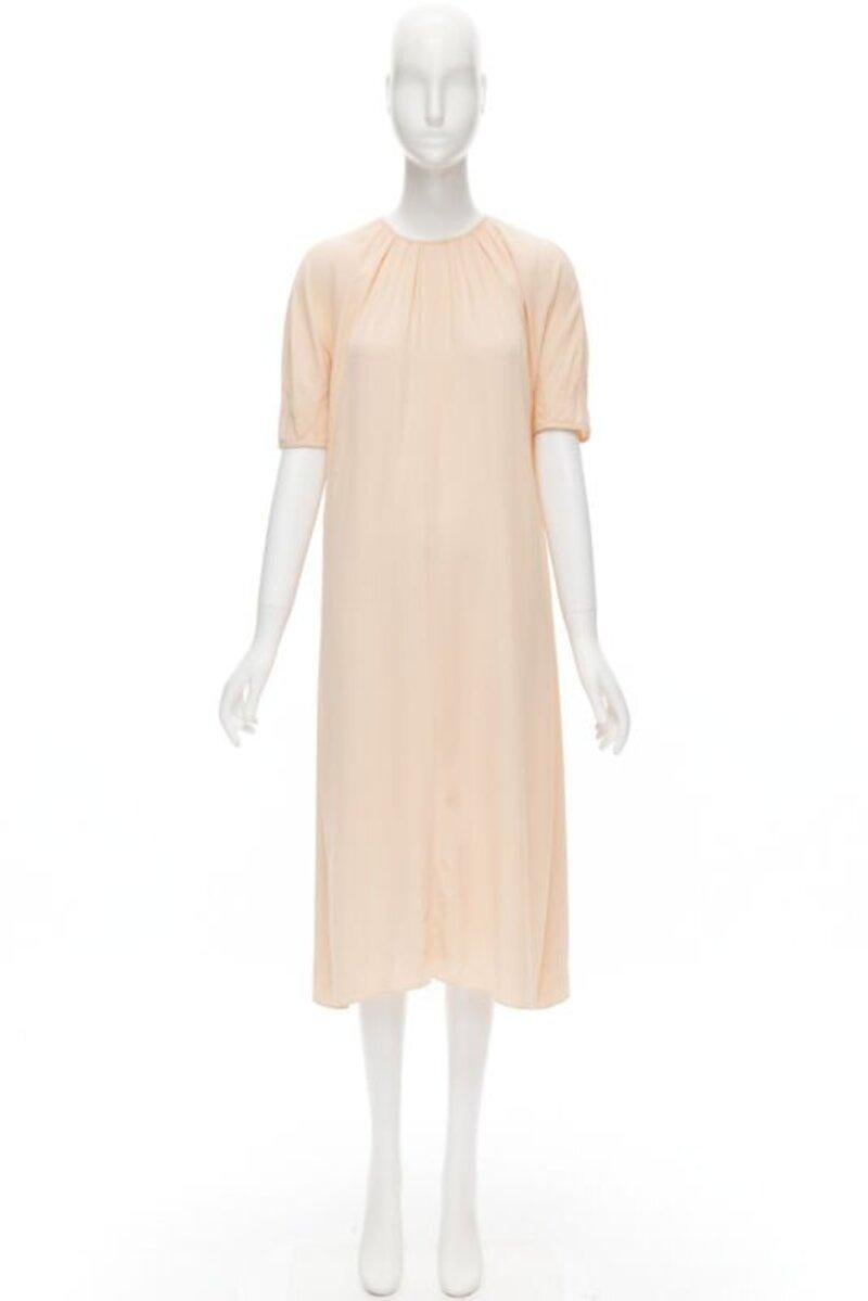 MARNI 2019 peach pleated collar round sleeve short sleeve midi dress IT36 XS For Sale 7