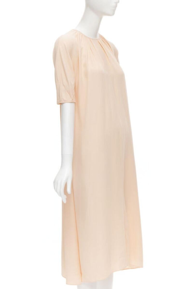 White MARNI 2019 peach pleated collar round sleeve short sleeve midi dress IT36 XS For Sale