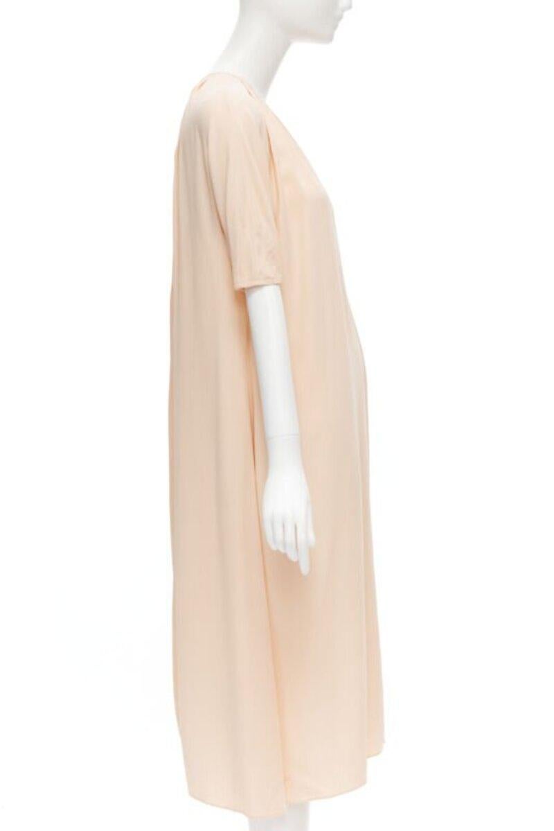 MARNI 2019 peach pleated collar round sleeve short sleeve midi dress IT36 XS In Excellent Condition For Sale In Hong Kong, NT