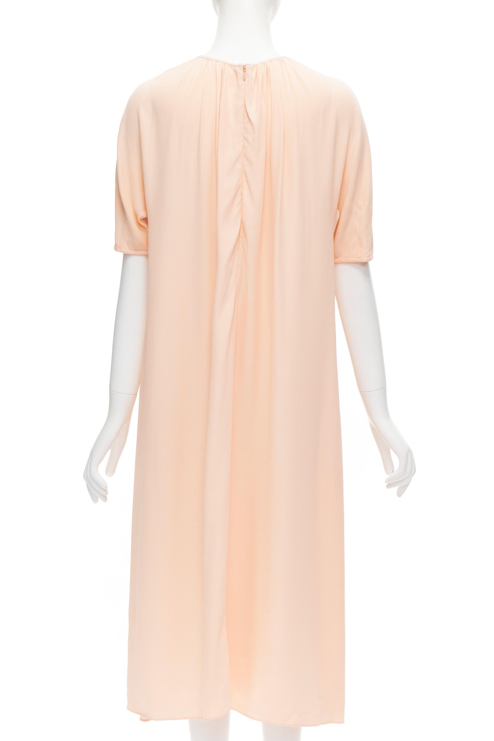 White MARNI 2019 peach pleated collar round sleeve short sleeve midi dress IT36 XS For Sale