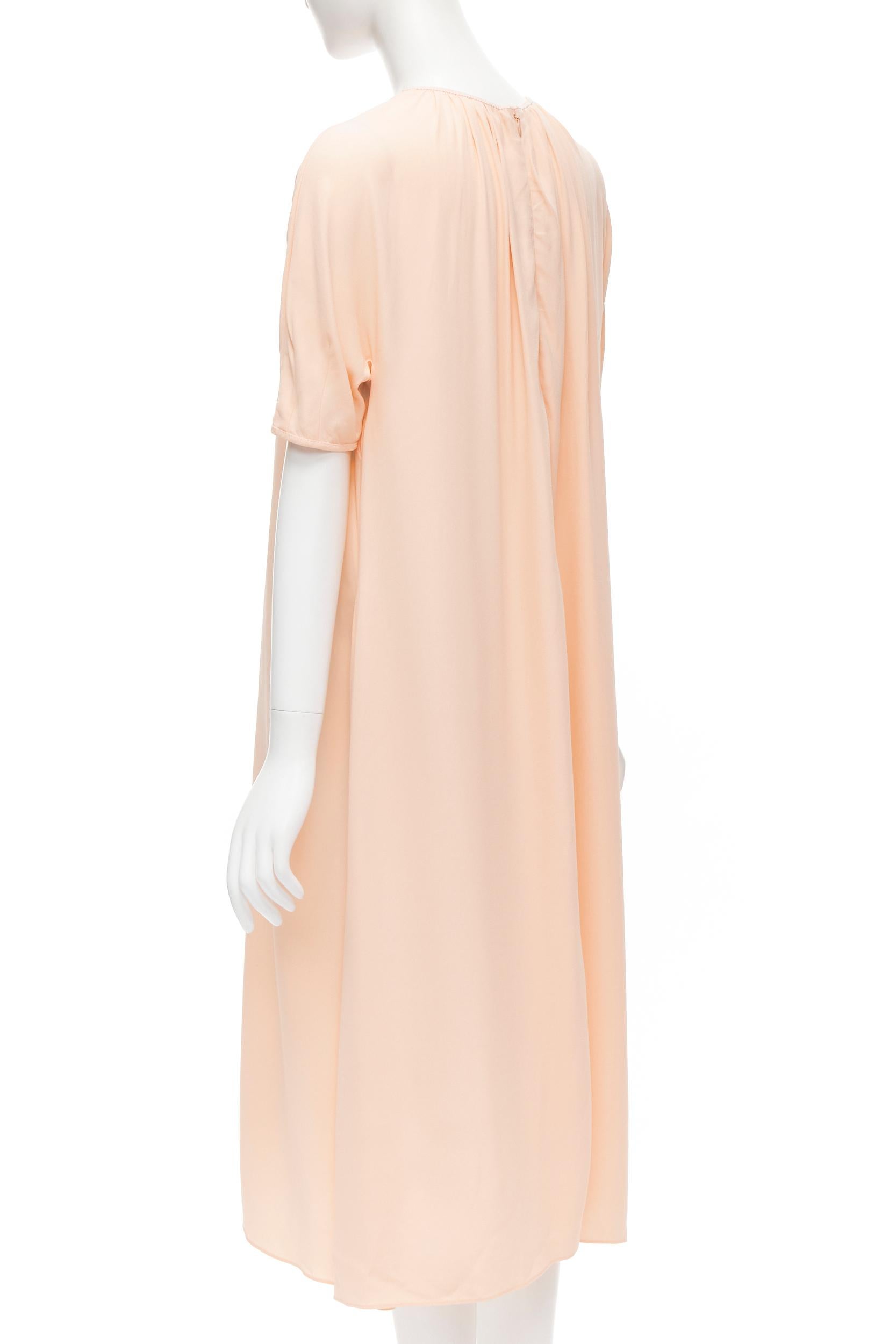 MARNI 2019 peach pleated collar round sleeve short sleeve midi dress IT36 XS In Excellent Condition For Sale In Hong Kong, NT
