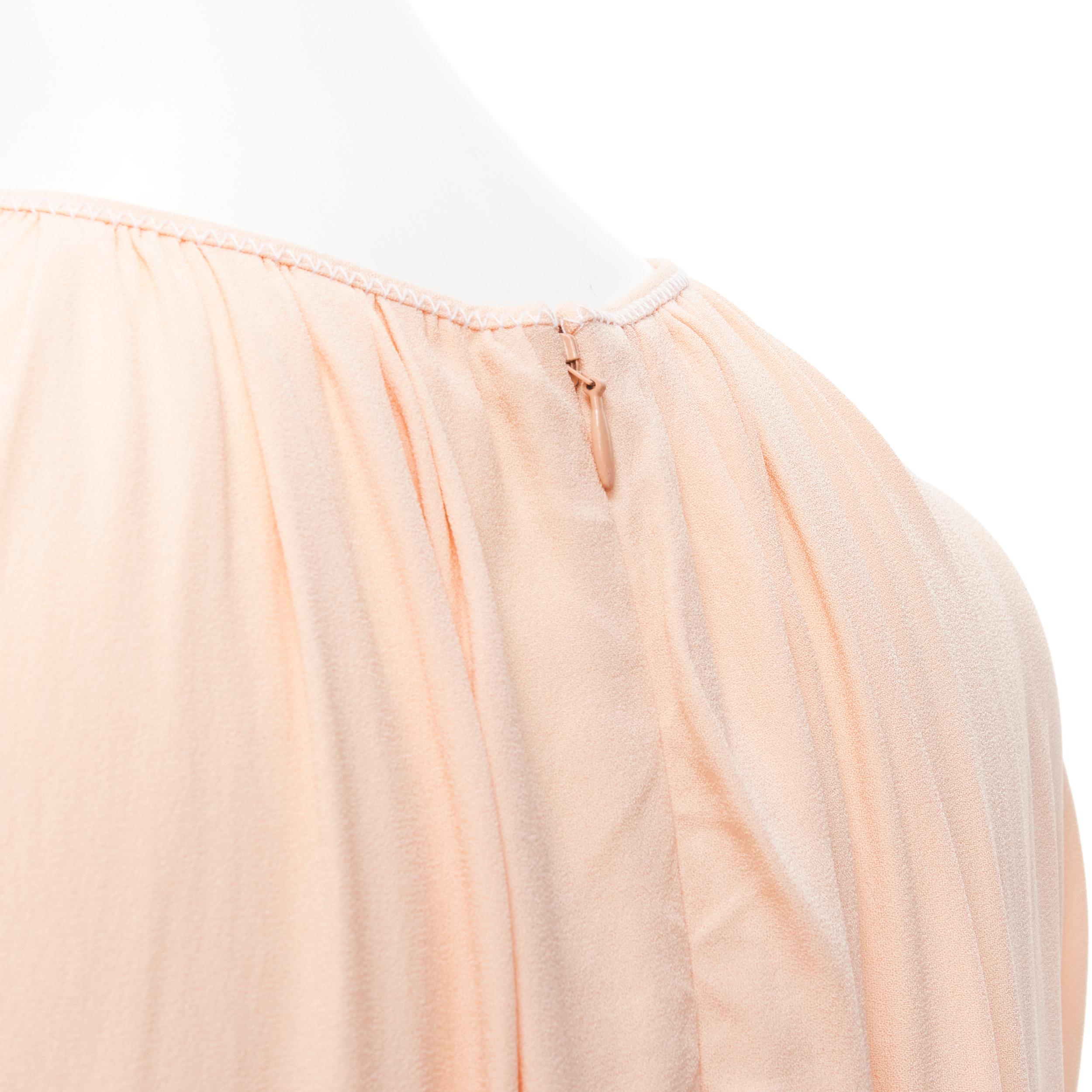 Women's MARNI 2019 peach pleated collar round sleeve short sleeve midi dress IT36 XS For Sale