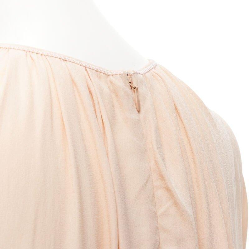 MARNI 2019 peach pleated collar round sleeve short sleeve midi dress IT36 XS For Sale 2