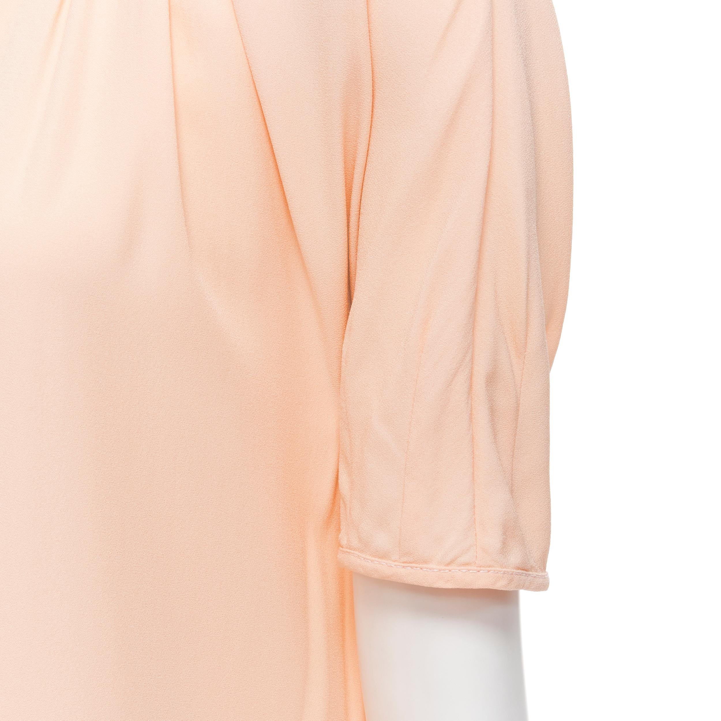 MARNI 2019 peach pleated collar round sleeve short sleeve midi dress IT36 XS For Sale 1