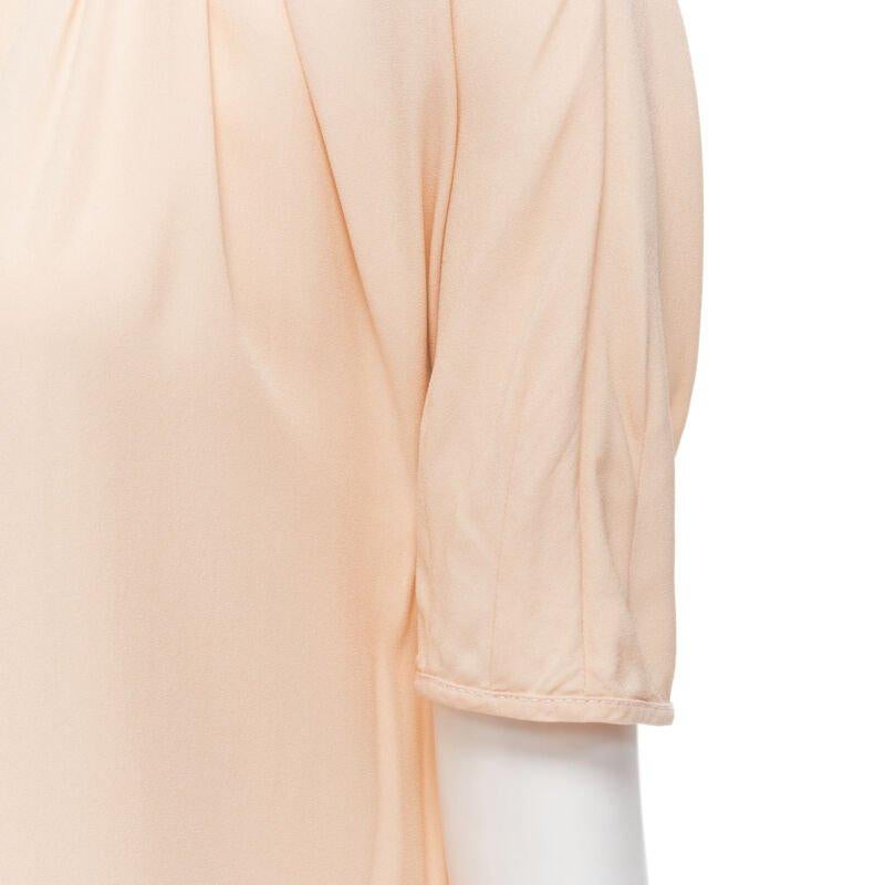 MARNI 2019 peach pleated collar round sleeve short sleeve midi dress IT36 XS For Sale 3